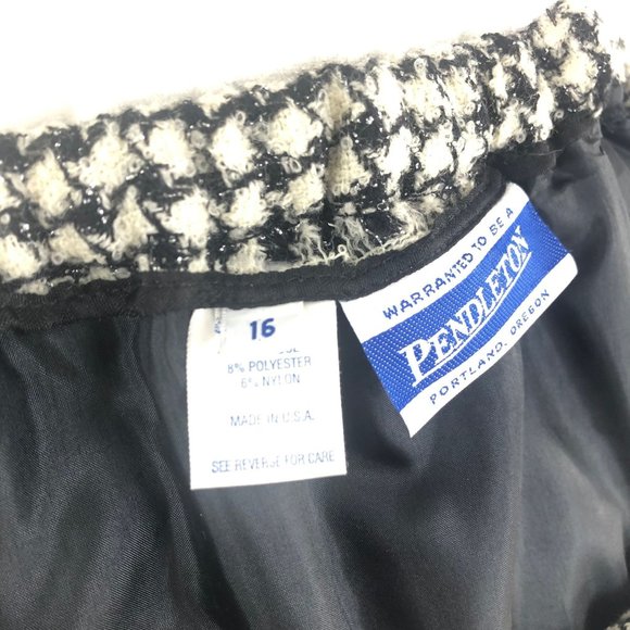 Vintage Pendleton Wool Black White Houndstooth Separates Suit Blazer Jacket Skir - Picture 13 of 15